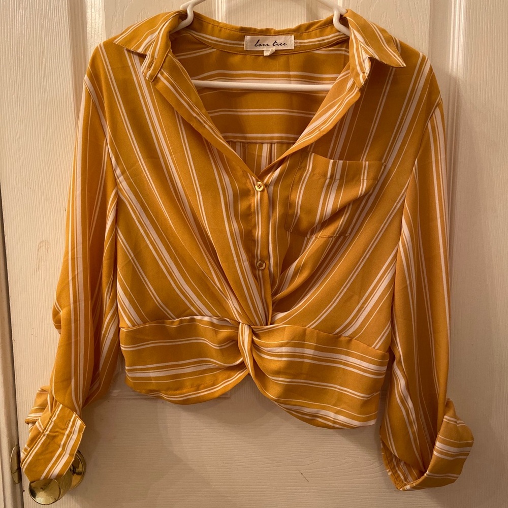 Yellow striped crop top